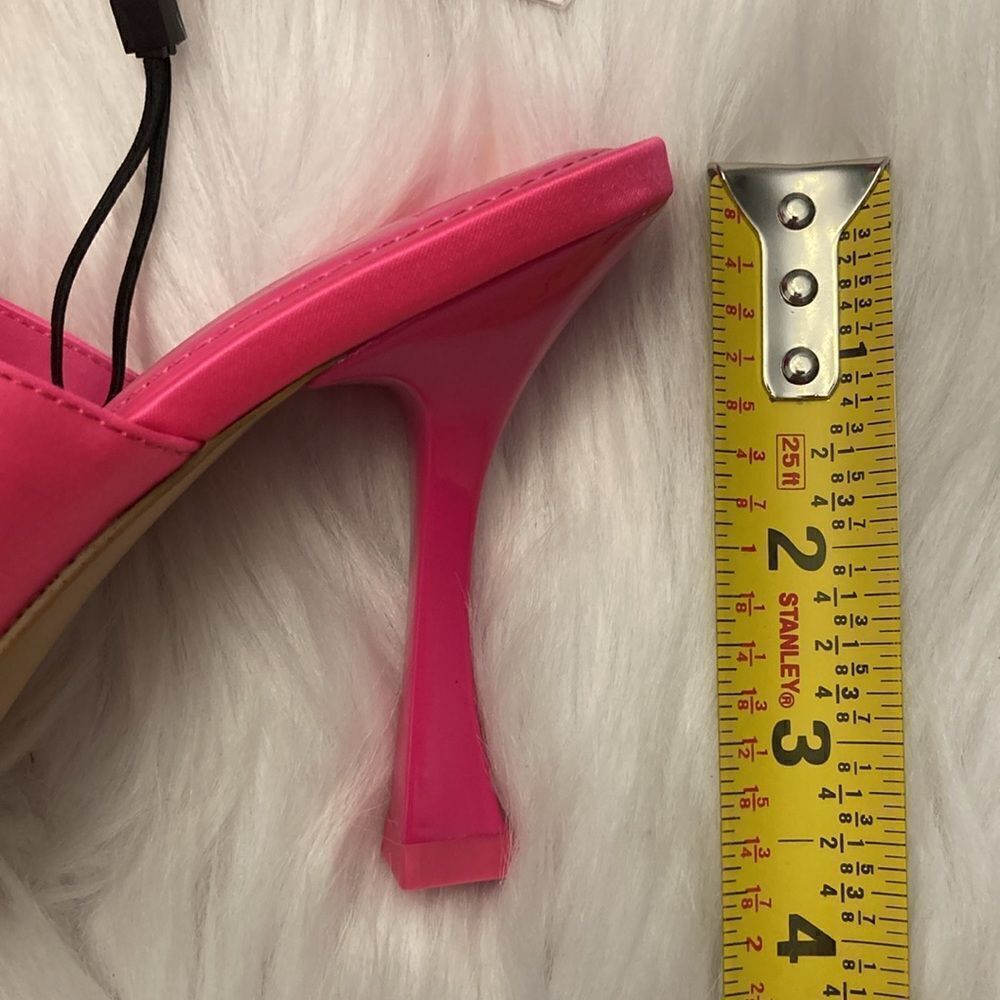Zara Fuchsia Pink Satin Effect Pointed Toe High Heels Sandals Shoes - Picture 5 of 11
